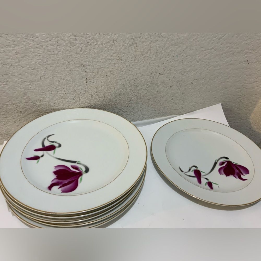 Fukagawa Arita Dinner Plates - Hand Painted Japan Vintage Set of 6